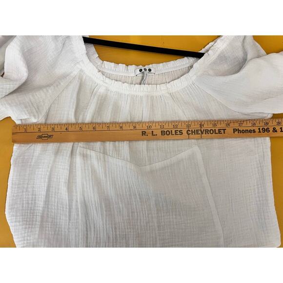 NWOT Puff Sleeve Off Shoulder Babydoll Blouse Top White Women's Size Small - Picture 4 of 6